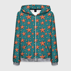 Мужская толстовка на молнии Морские звезды тоже хотят на ёлку