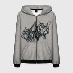 Мужская толстовка на молнии Французские бульдоги пара