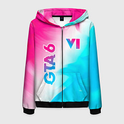 Мужская толстовка на молнии GTA 6 neon gradient style вертикально