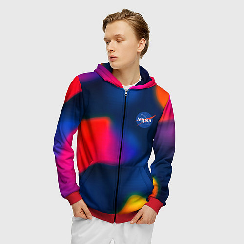 Мужская толстовка на молнии Nasa gradient sportcolor / 3D-Красный – фото 3