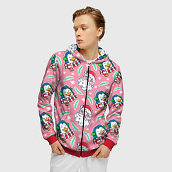 Толстовка 3D на молнии мужская Персонажи новогодние, цвет: 3D-красный — фото 2
