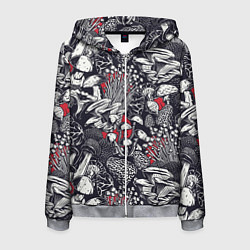 Мужская толстовка на молнии Разные грибы