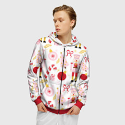 Толстовка 3D на молнии мужская Щелкунчик в розовом цвете, цвет: 3D-красный — фото 2