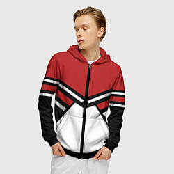 Толстовка 3D на молнии мужская Советский спорт с полосами, цвет: 3D-черный — фото 2