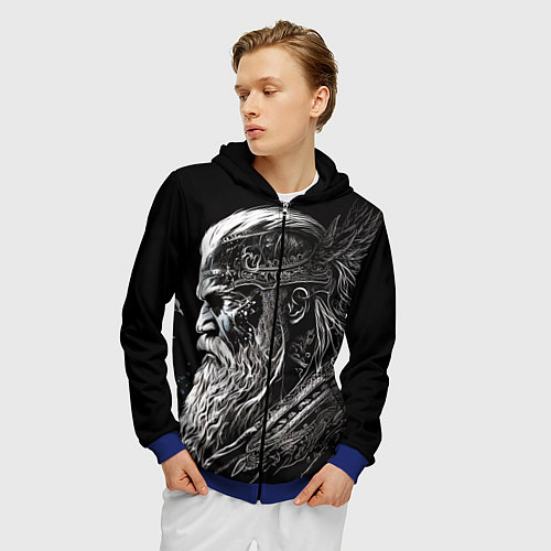 Мужская толстовка на молнии Лидер викингов / 3D-Синий – фото 3