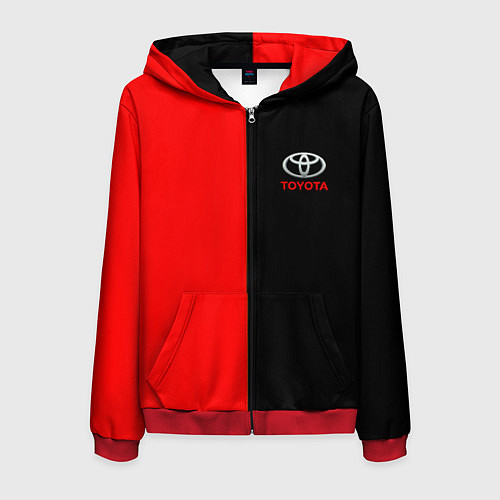 Мужская толстовка на молнии Toyota car красно чёрный / 3D-Красный – фото 1