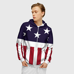 Толстовка 3D на молнии мужская Флаг Америки, цвет: 3D-белый — фото 2