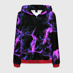 Толстовка 3D на молнии мужская Неоновая текстура разрывы текстура, цвет: 3D-красный