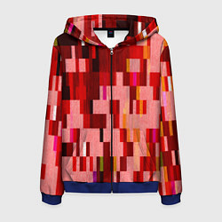 Толстовка 3D на молнии мужская Красный глитч, цвет: 3D-синий