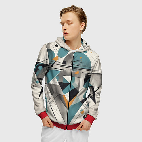 Мужская толстовка на молнии Три человека авангард / 3D-Красный – фото 3