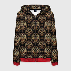 Толстовка 3D на молнии мужская Золотой герб России паттерн, цвет: 3D-красный