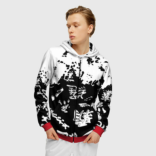 Мужская толстовка на молнии Аниме логотипы краски / 3D-Красный – фото 3