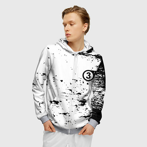 Мужская толстовка на молнии Half life краски текстура / 3D-Меланж – фото 3