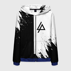 Толстовка 3D на молнии мужская Linkin park краски чёрнобелый, цвет: 3D-синий
