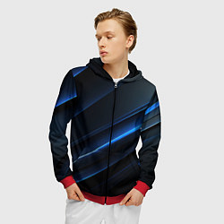 Толстовка 3D на молнии мужская Темно-синий абстрактный фон абстракция, цвет: 3D-красный — фото 2
