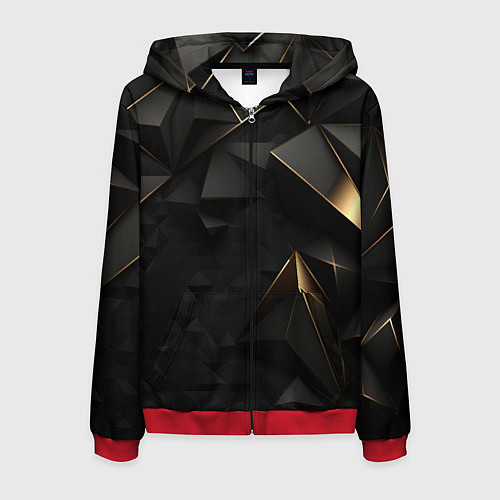 Мужская толстовка на молнии Black gold luxury / 3D-Красный – фото 1