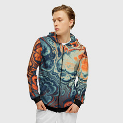 Толстовка 3D на молнии мужская Абстрактный разноцветный узор, цвет: 3D-черный — фото 2