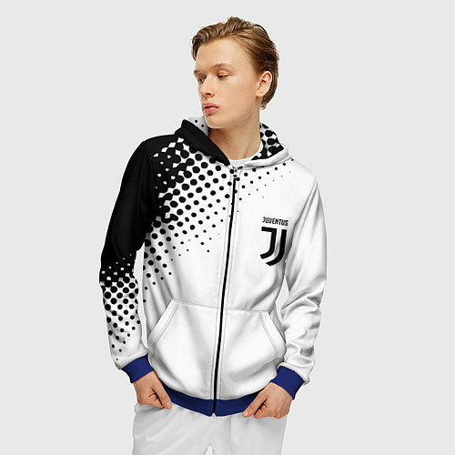 Мужская толстовка на молнии Juventus sport black geometry / 3D-Синий – фото 3