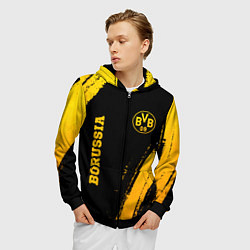 Толстовка 3D на молнии мужская Borussia - gold gradient вертикально, цвет: 3D-черный — фото 2