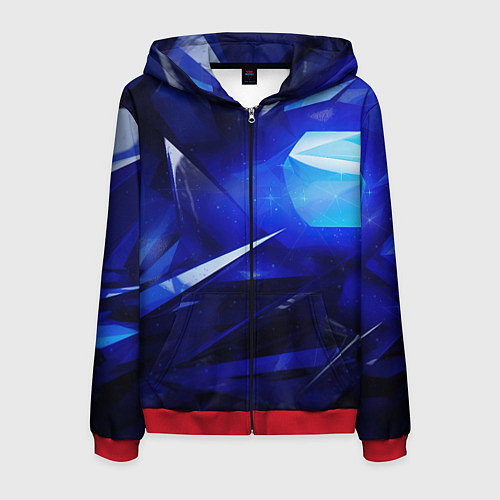 Мужская толстовка на молнии Black and blue abstract background sport style / 3D-Красный – фото 1