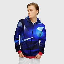 Толстовка 3D на молнии мужская Black and blue abstract background sport style, цвет: 3D-красный — фото 2