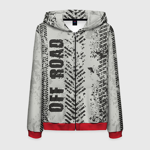 Мужская толстовка на молнии Бездорожье - следы / 3D-Красный – фото 1