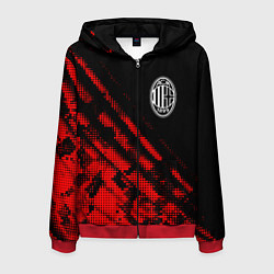 Толстовка 3D на молнии мужская AC Milan sport grunge, цвет: 3D-красный