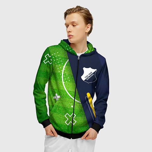 Мужская толстовка на молнии Hoffenheim football field / 3D-Черный – фото 3