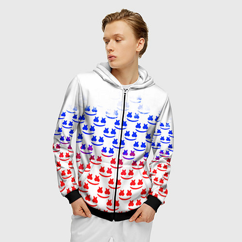 Мужская толстовка на молнии Marshmello russia color / 3D-Черный – фото 3