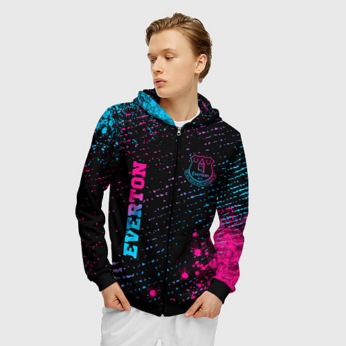 Мужская толстовка на молнии Everton - neon gradient вертикально / 3D-Черный – фото 3