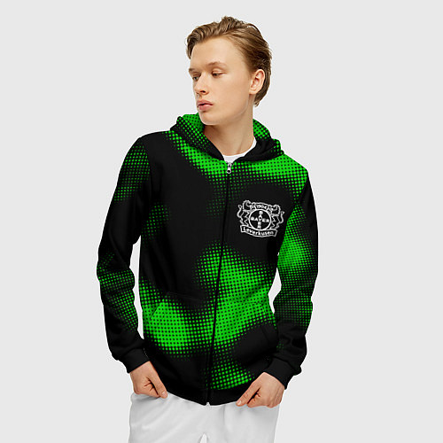 Мужская толстовка на молнии Bayer 04 sport halftone / 3D-Черный – фото 3