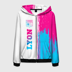 Толстовка 3D на молнии мужская Lyon neon gradient style по-вертикали, цвет: 3D-черный