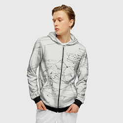 Толстовка 3D на молнии мужская Каракули, цвет: 3D-черный — фото 2