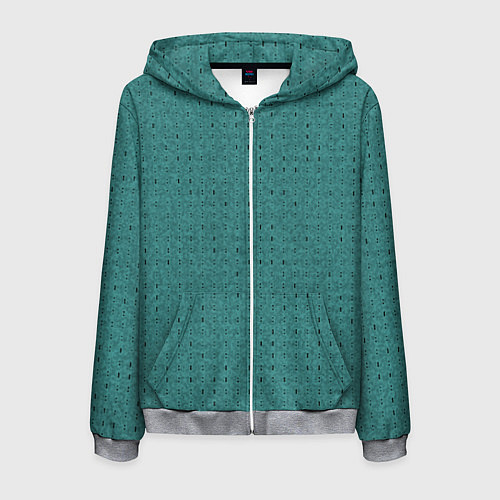 Мужская толстовка на молнии Тёмно-бирюзовый в мелкую полосочку / 3D-Меланж – фото 1