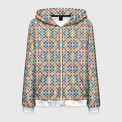 Толстовка 3D на молнии мужская Марокканский узор, цвет: 3D-белый