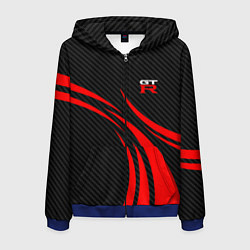 Мужская толстовка на молнии GTR Nissan - Carbon and red