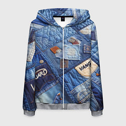 Толстовка 3D на молнии мужская Vanguard jeans patchwork - ai art, цвет: 3D-меланж