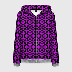 Мужская толстовка на молнии Розовые четырёхлистники на чёрном фоне