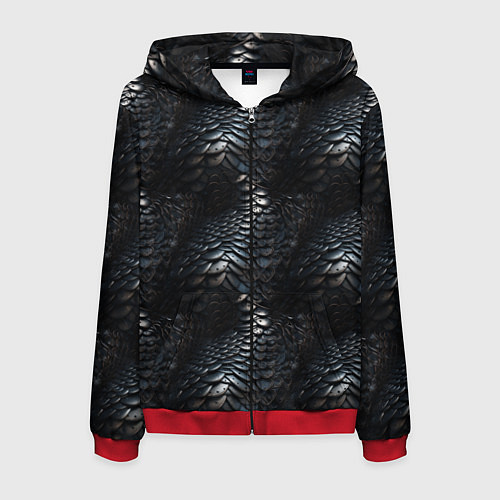 Мужская толстовка на молнии Блестящая металлическая броня / 3D-Красный – фото 1