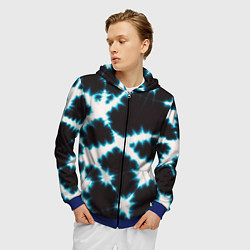 Толстовка 3D на молнии мужская Тёмно синий тай дай, цвет: 3D-синий — фото 2