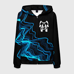 Толстовка 3D на молнии мужская Deftones sound wave, цвет: 3D-черный