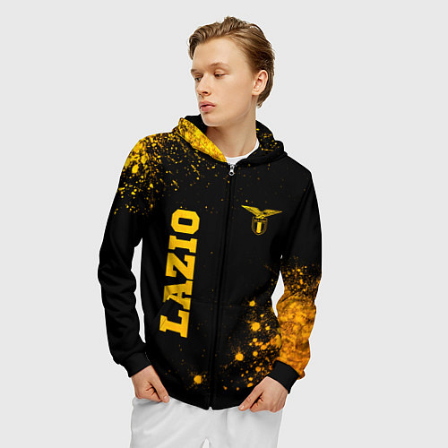 Мужская толстовка на молнии Lazio - gold gradient вертикально / 3D-Черный – фото 3