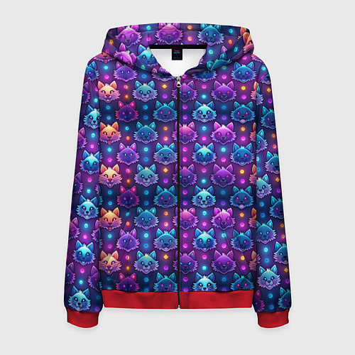 Мужская толстовка на молнии Фурри мордочки лисица / 3D-Красный – фото 1