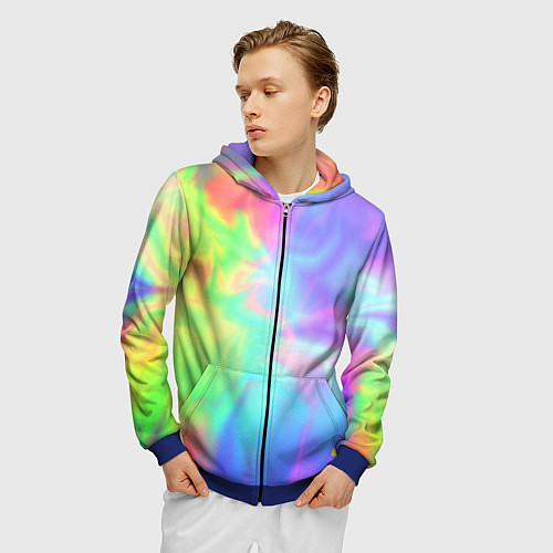 Мужская толстовка на молнии Яркий тай-дай абстракция / 3D-Синий – фото 3