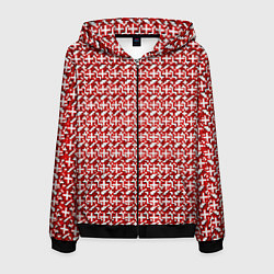 Мужская толстовка на молнии Белые плюсики на красном фоне