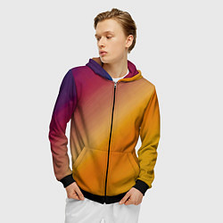 Толстовка 3D на молнии мужская Абстракция солнечный луч, цвет: 3D-черный — фото 2