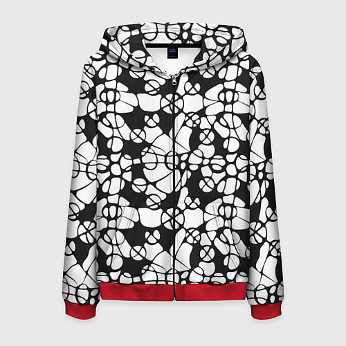 Мужская толстовка на молнии Абстрактный узор из кругов и овалов / 3D-Красный – фото 1