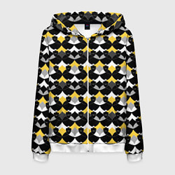 Мужская толстовка на молнии Желто черный с белым геометрический узор