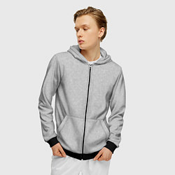 Толстовка 3D на молнии мужская Однотонный светло-серый текстурированный, цвет: 3D-черный — фото 2