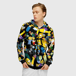 Толстовка 3D на молнии мужская Персонажи Симпсонов, цвет: 3D-черный — фото 2